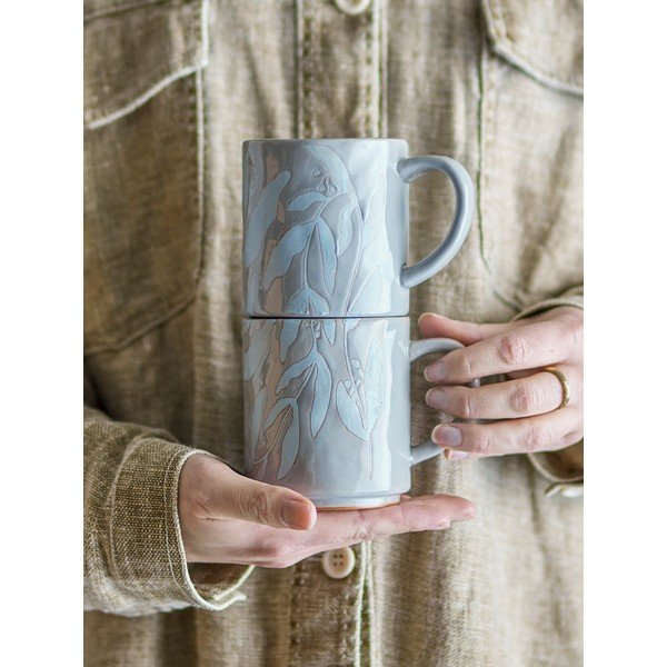 Szare kamionkowe kubki zestaw 2 szt. 350 ml Aurora – Bloomingville-image-1