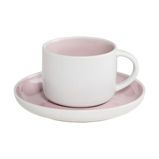 Biało-różowa porcelanowa filiżanka ze spodkiem Maxwell & Williams Tint, 240 ml