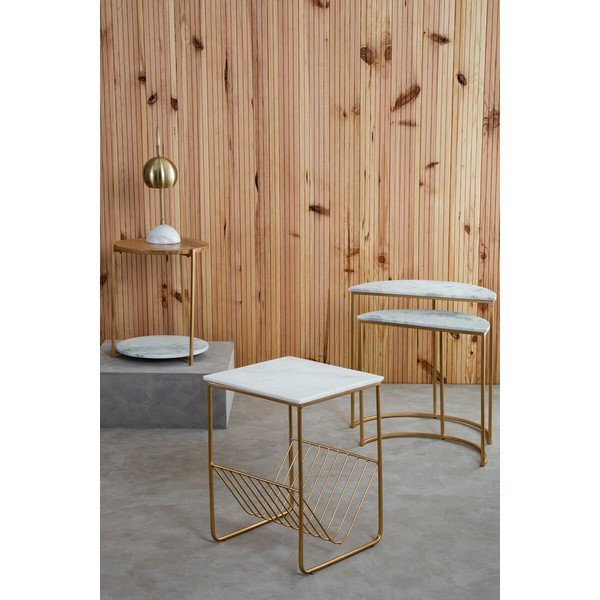 Stolik z marmurowym blatem 40x40 cm Mandoli – Premier Housewares-image-1