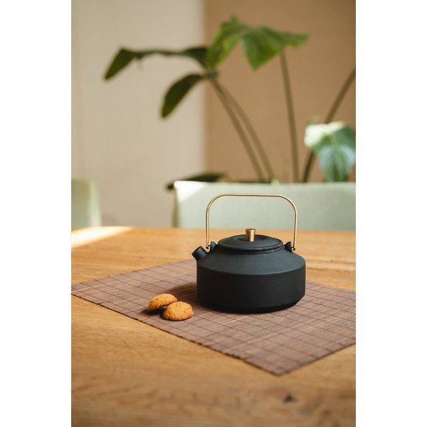 Czarny żeliwny dzbanek do herbaty z sitkiem 1 l Shangdong – Bredemeijer-image-3