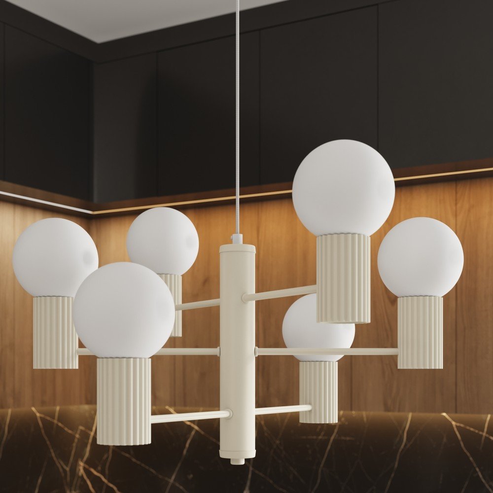 Kremowa lampa wisząca ze szklanym kloszem Orbital – Sollux (zdjęcie 9)