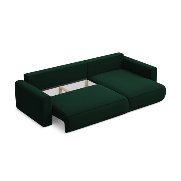Zielony aksamitny rozkładany/ze schowkiem narożnik (prawostronny/z szezlongiem) Kapua – Makamii-image-4