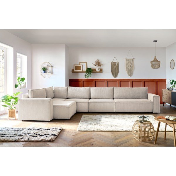 Kremowy sztruksowy narożnik (lewostronny) Nihad modular – Bobochic Paris-image-1