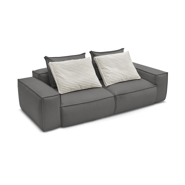 Szara sofa z imitacji skóry 260 cm Boheme – Bobochic Paris-image-4