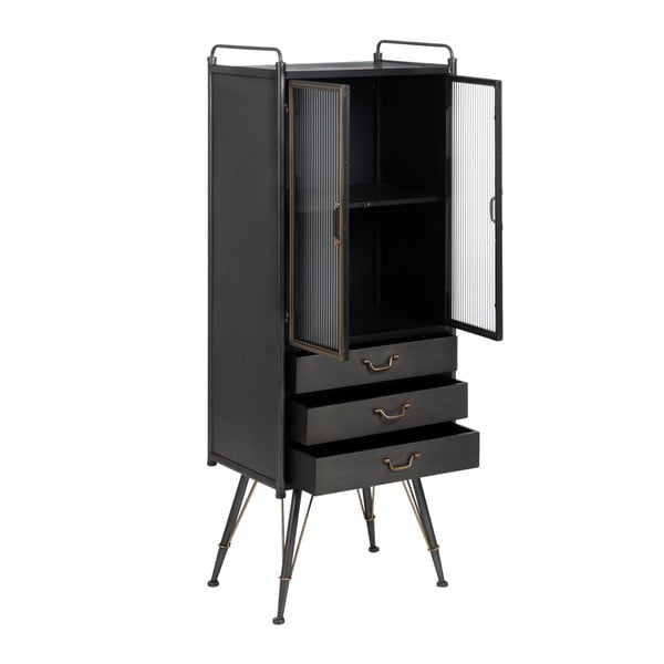 Czarna metalowa witryna 58x150 cm Brick – Ixia-image-2