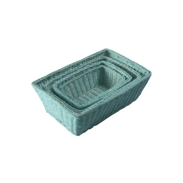 Zestaw 4 turkusowych koszyków rattanowych Compactor Saga-image-1