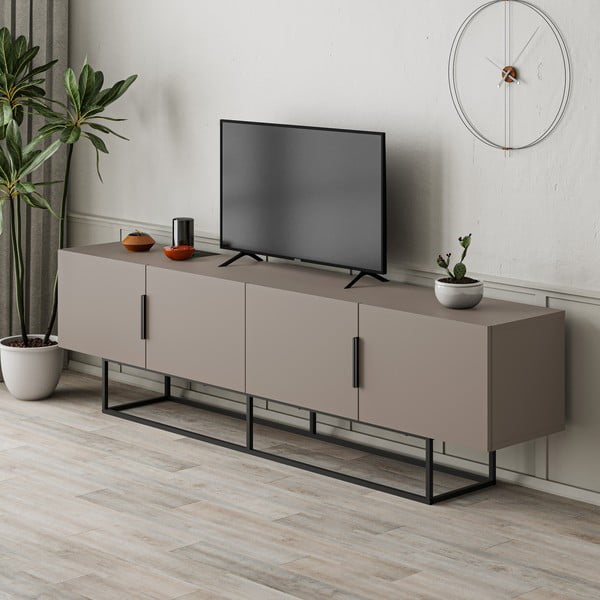 Szarobeżowa szafka pod TV 200x55 cm Titan – Marckeric-image-3