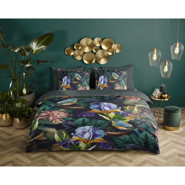 Antracytowa pościel dwuosobowa z satyny bawełnianej 200x220 cm Dilana – Descanso-image-1