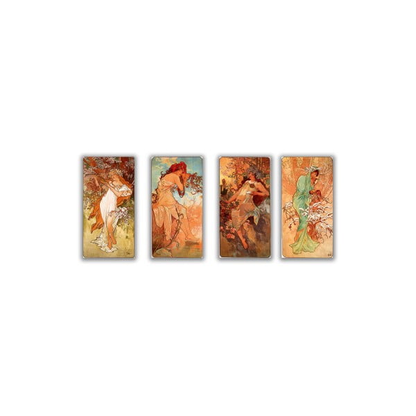 Zestaw 4 reprodukcji obrazów Alfonsa Muchy - Four Seasons, 30x60 cm