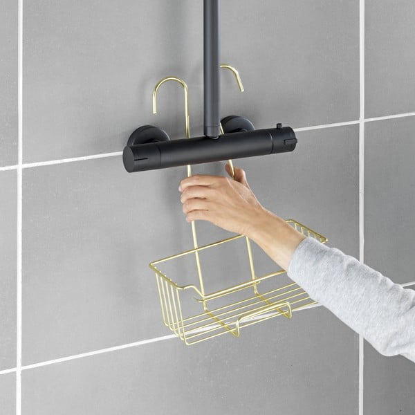 Wisząca półka łazienkowa ze stali nierdzewnej w kolorze złota Milo – Wenko-image-2