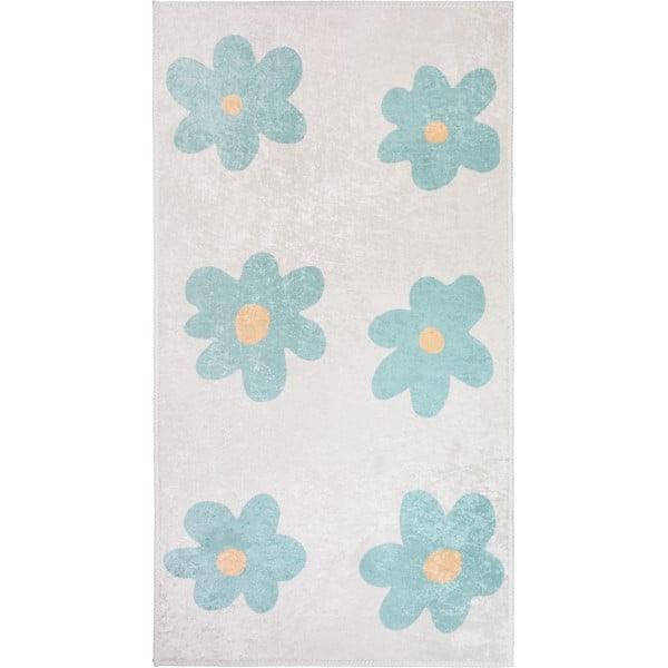 Miętowo-kremowy chodnik odpowiedni do prania 80x200 cm Cute Flowers Green – Vitaus