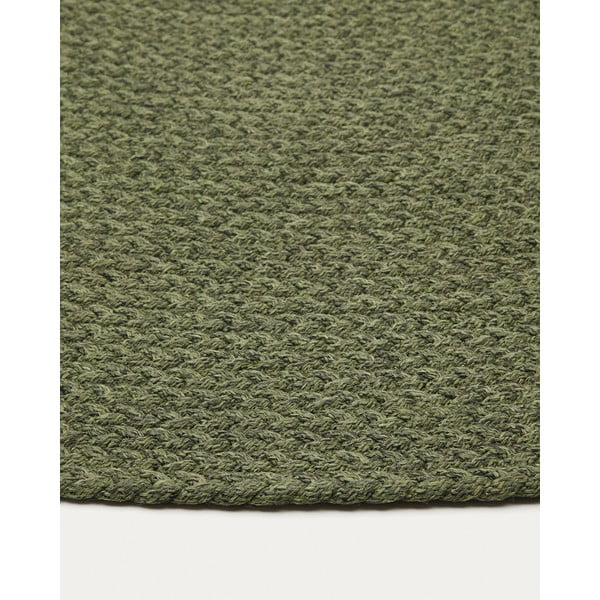 Zielony okrągły dywan odpowiedni na zewnątrz z włókien z recyklingu ø 150 cm Despas – Kave Home-image-3