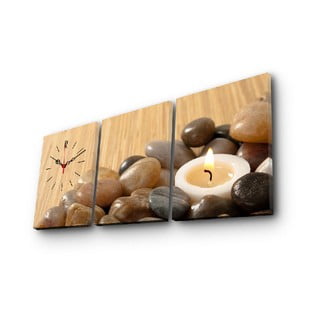 Wieloczęściowy obraz z zegarem Świeczka, 96x40 cm