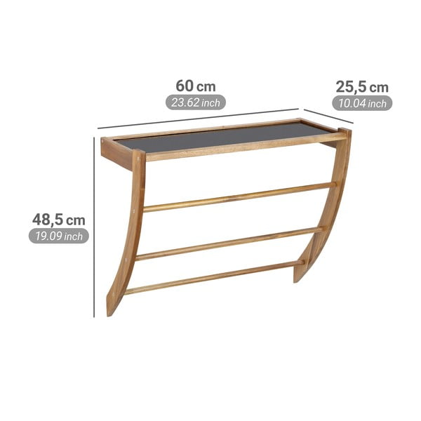 Ścienny drewniany wieszak na ręczniki w ciemnym naturalnym kolorze Fondi – Wenko-image-4