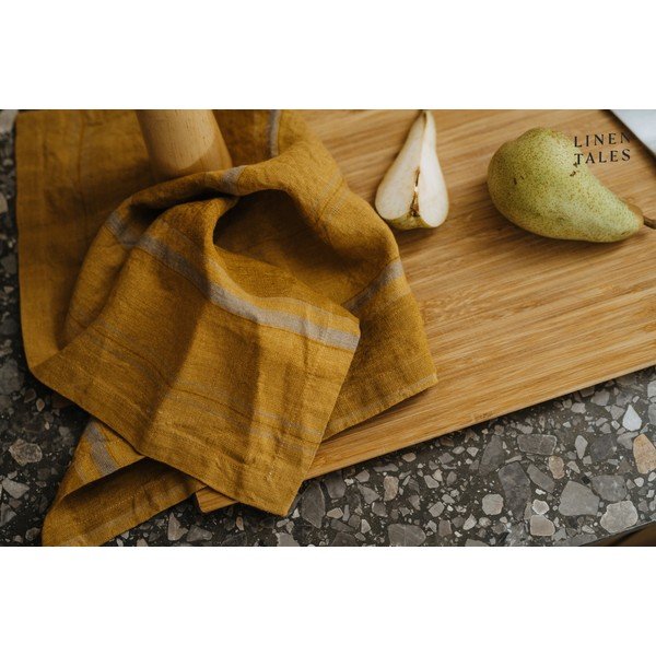 Lniana ścierka 65x65 cm Amber Bronze Stripes – Linen Tales-image-1