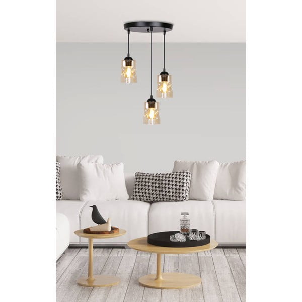 Czarna lampa wisząca ze szklanym kloszem Felis – Candellux Lighting-image-1