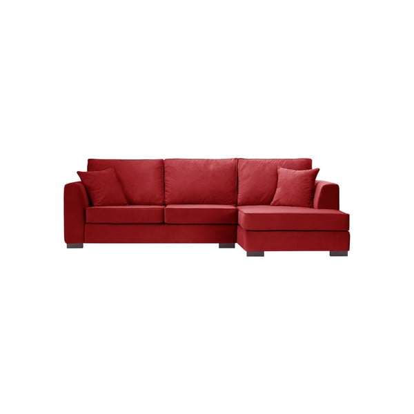 Czerwona sofa narożna z szezlongiem po prawej stronie Rodier Intérieus Taffetas