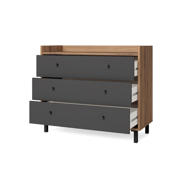 Szara niska komoda w dekorze orzecha 92x75 cm Malta – Marckeric-image-2