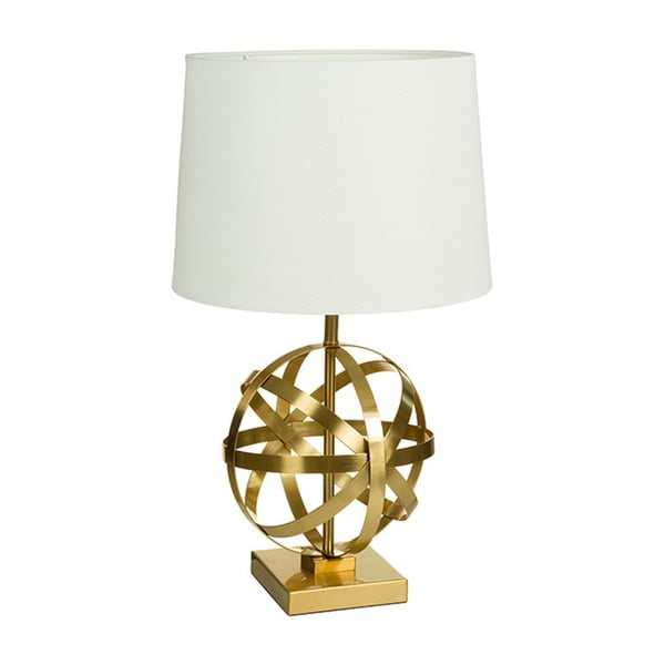 Biała lampa stołowa z podstawą w złotej barwie Santiago Pons Arlo