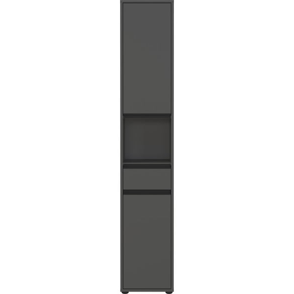 Antracytowa wysoka wąska szafka łazienkowa 33x181 cm Lemont – Germania