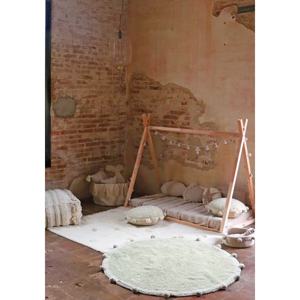 Zielono-kremowy bawełniany dywan dziecięcy tkany ręcznie odpowiedni do prania 120x160 cm Hippy Dots Olive – Lorena Canals-image-4