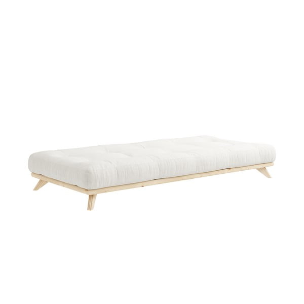 Jednoosobowe łóżko z litego drewna sosnowego z materacem Karup Design Senza Mat, 90x200 cm