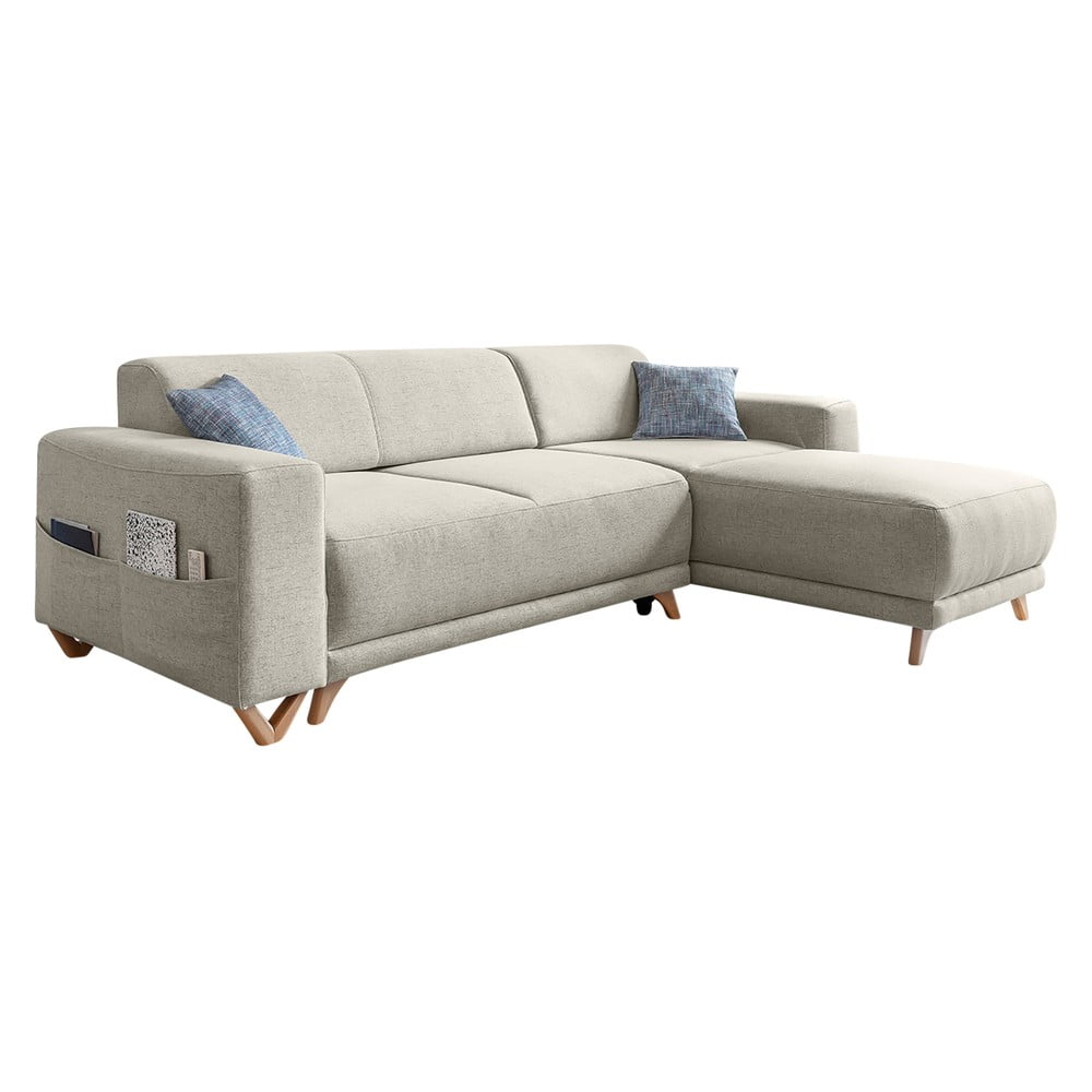 Beżowy rozkładany/ze schowkiem narożnik Classy Sophie – Miuform