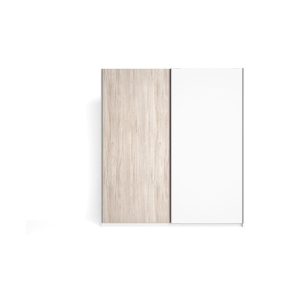 Biała szafa w dekorze dębu z drzwiami przesuwnymi 182x200 cm Sahara – Marckeric
