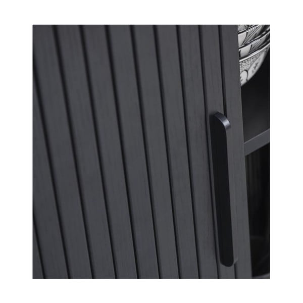 Czarna szafka pod TV w dekorze dębu 56x180 cm Nola – Unique Furniture-image-1