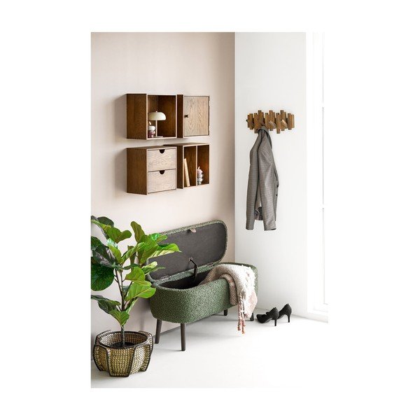 Ciemnobrązowy wieszak ścienny z litego drewna dębowego 40 cm Caltra – House Nordic-image-2