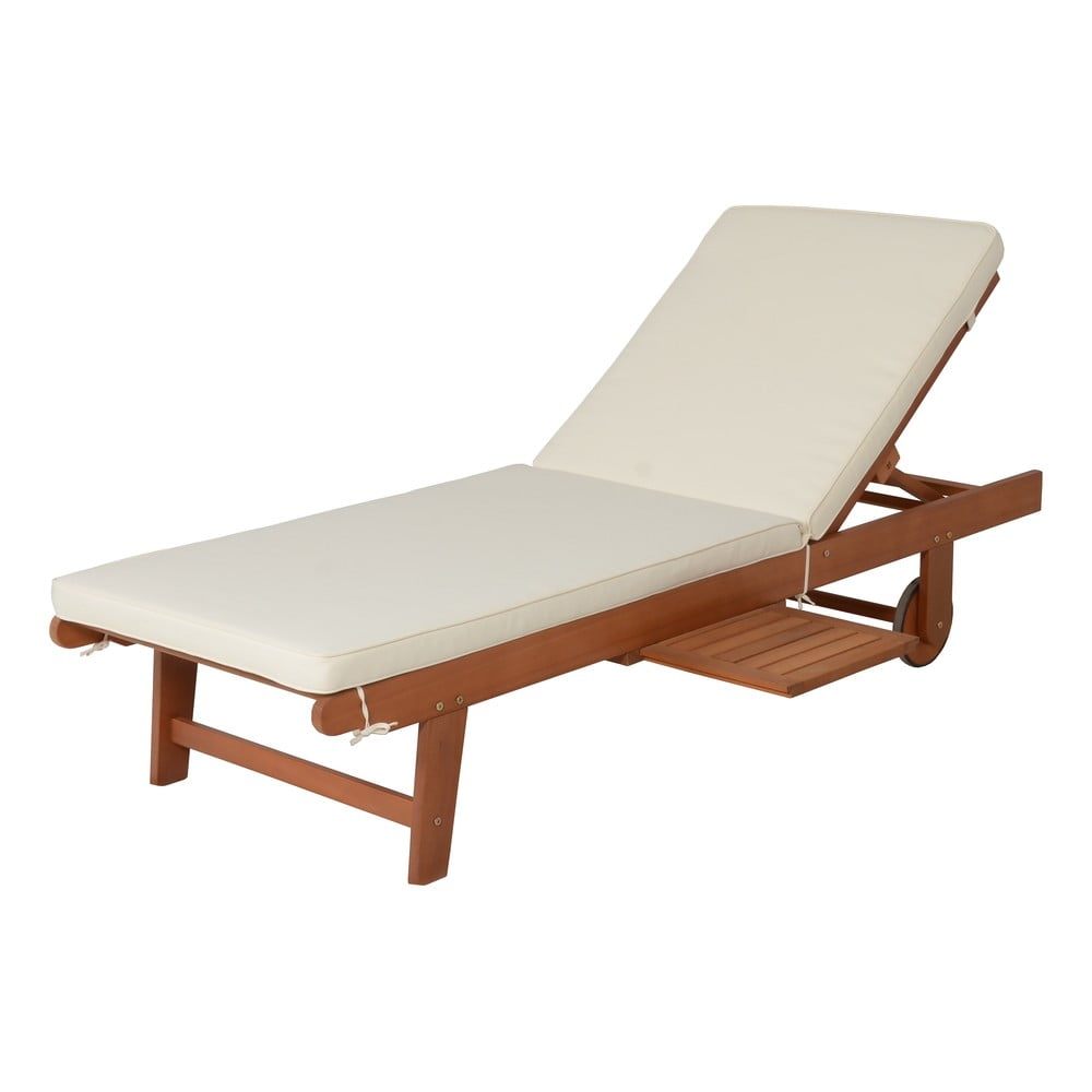 Kremowo-naturalny drewniany leżak ogrodowy San Diego – Garden Pleasure