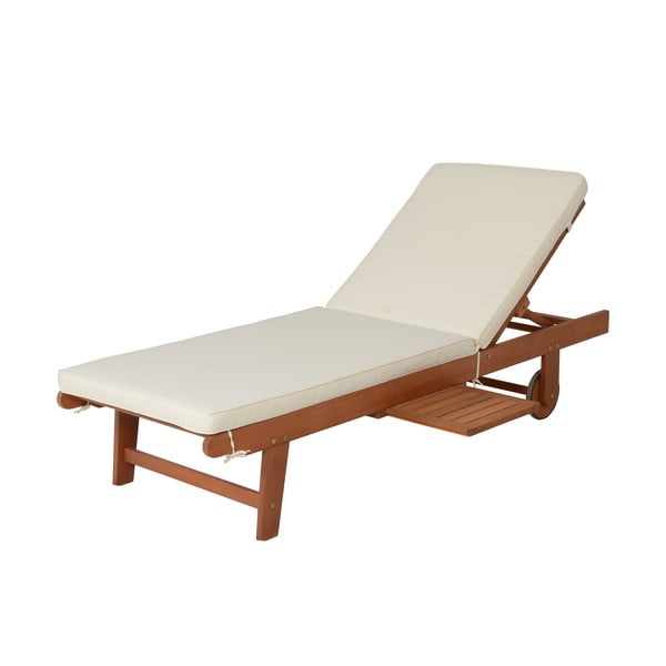 Kremowo-naturalny drewniany leżak ogrodowy San Diego – Garden Pleasure