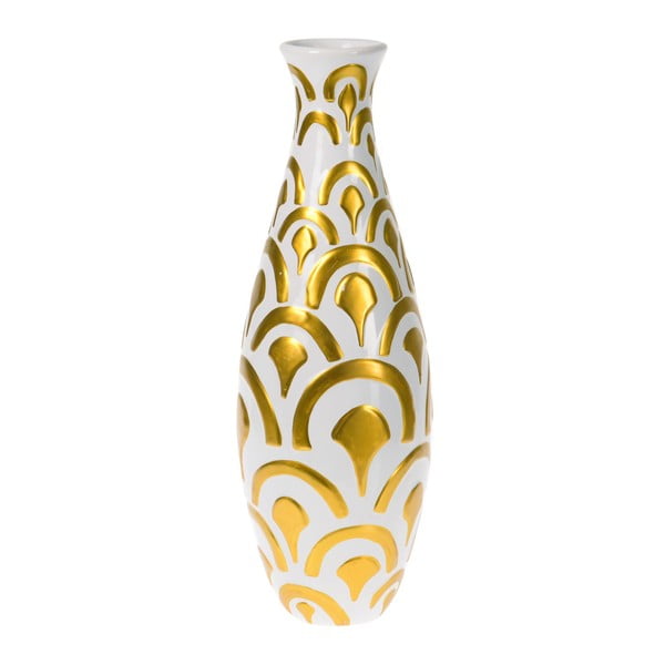Biały
  wazon z detalami w złotej barwie InArt Deco