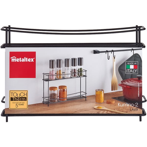 Czarna dwupoziomowa półka na przyprawy Metaltex Pepito Lava-image-2