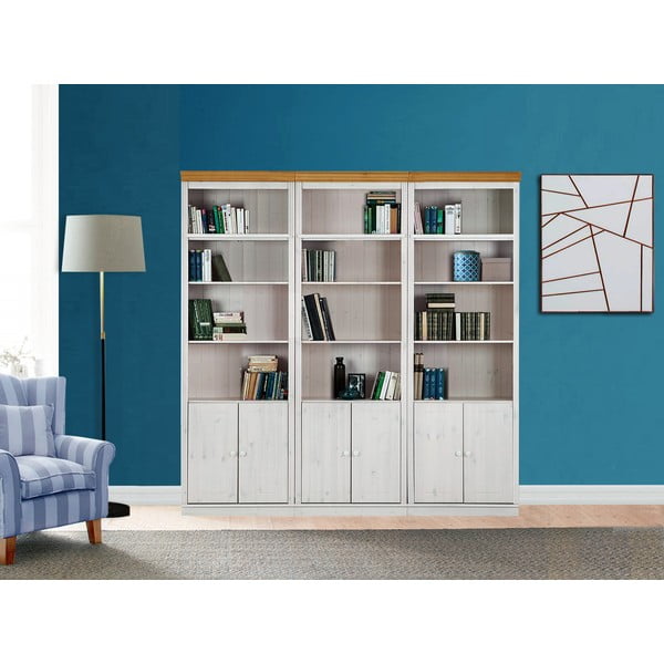 Biały regał z litego drewna sosnowego 222x223 cm Anita – Støraa-image-1