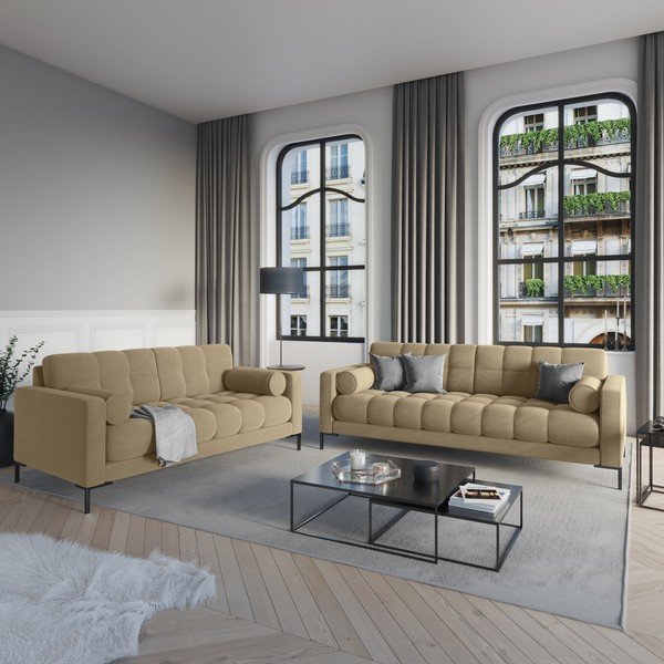 Beżowa aksamitna sofa Cosmopolitan Design Bali-image-1