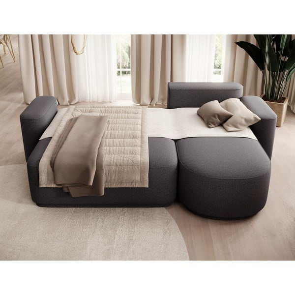Ciemnoszary rozkładany/ze schowkiem narożnik z tkaniny szenilowej (prawostronny/z szezlongiem) Aurumm – ELTAP-image-4