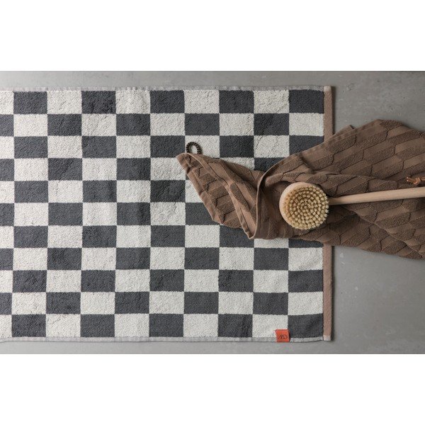 Antracytowo-beżowy dywanik łazienkowy pod prysznic z bio bawełny 50x80 cm Retro – Mette Ditmer Denmark-image-2