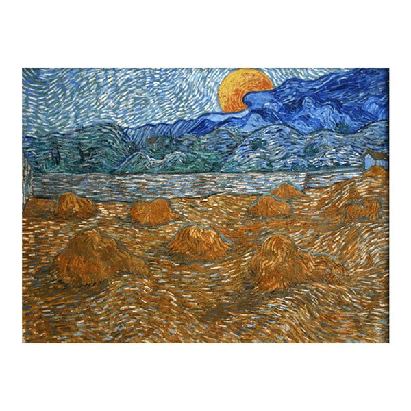 Reprodukcja obrazu Vincenta van Gogha - Landscape with wheat sheaves and rising moon, 60x80 cm
