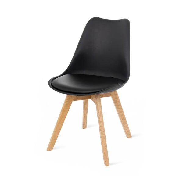 Zestaw 2 czarnych krzeseł z bukowymi nogami Bonami Essentials Retro