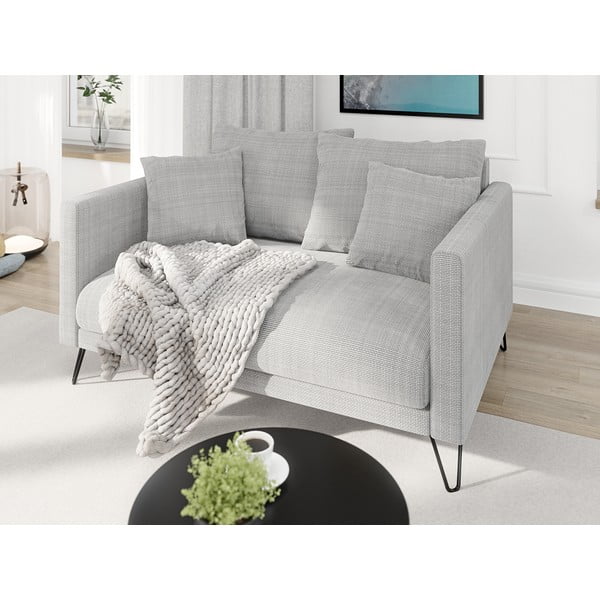 Jasnoszara sofa  z tkaniny szenilowej 140 cm Freya – Ropez-image-3