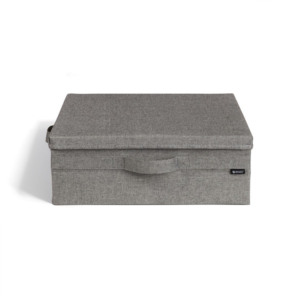 Szary tekstylny pojemnik z pokrywką 46x56x16 cm Soft Storage Low – Bigso