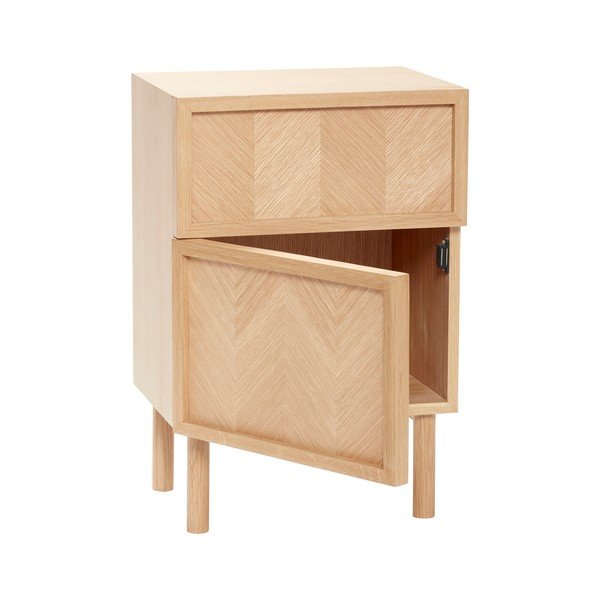 Szafka nocna z litego drewna dębowego Herringbone – Hübsch-image-4