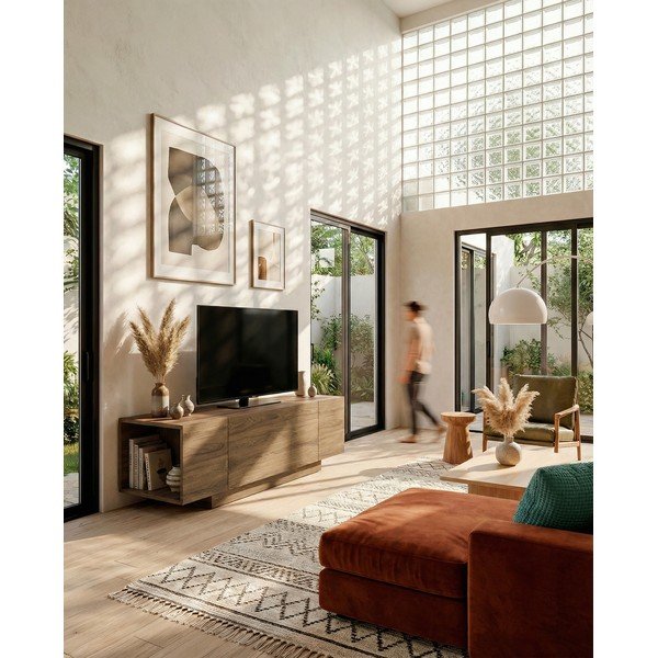 Szafka pod TV w dekorze dębu w naturalnym kolorze 140x45x40 cm Victor – Marckeric-image-2