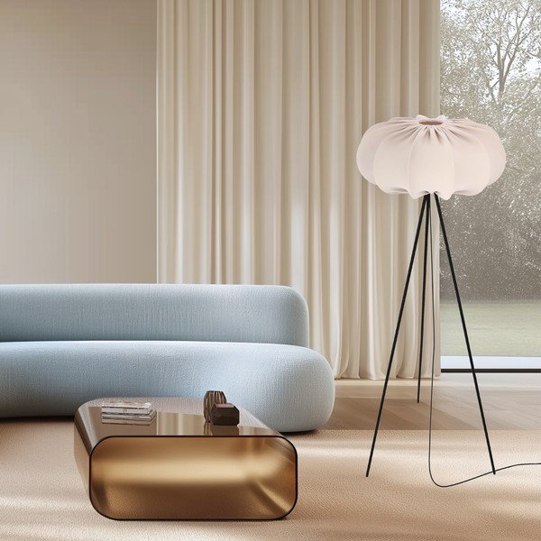 Beżowa lampa stojąca z tekstylnym kloszem (wysokość 147 cm) Cafee – Candellux Lighting-image-1