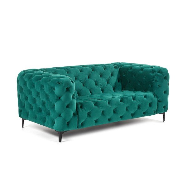 Zielona 2-osobowa sofa z obiciem podobnym do aksamitu La Forma Maisha-image-1