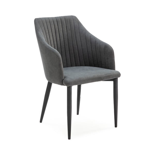 Ciemnoszare tapicerowane fotele jadalniane zestaw 2 szt. Nadi – Marckeric