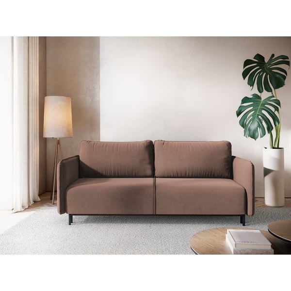 Różowa rozkładana/ze schowkiem sofa 226 cm Luana – Makamii-image-1