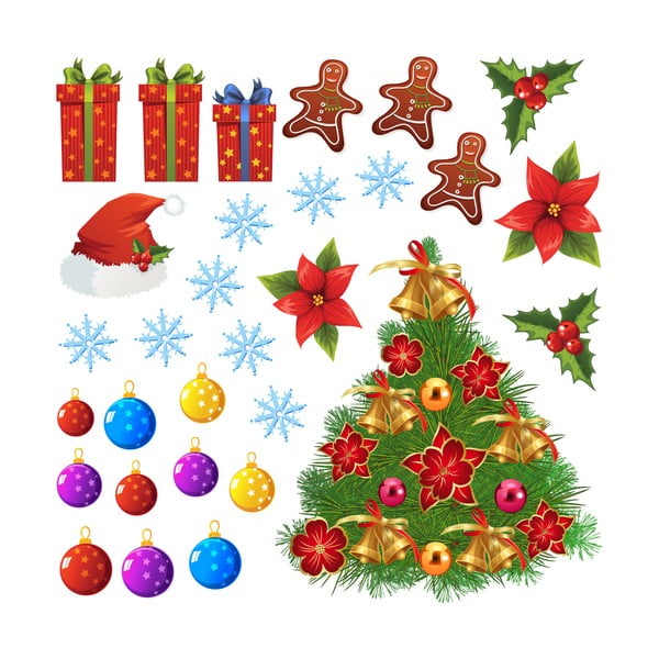 Naklejki Christmas Tree and Flakes-image-3