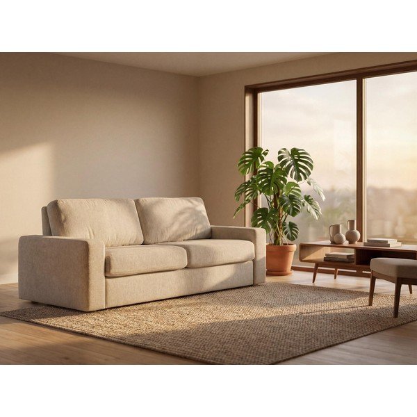 Brązowa sztruksowa rozkładana sofa 195 cm Nona – Makamii-image-1